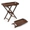28" Tall Teak Wood Folding Tray Table with Carry Handles and Removable Top Compact Storage